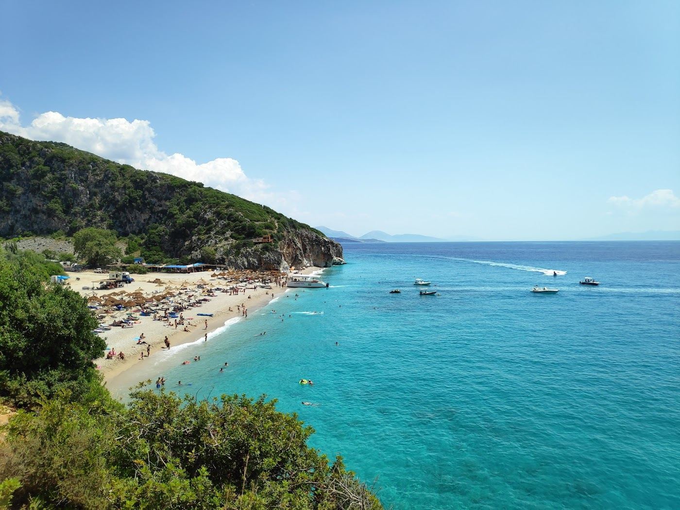 The wild canyon cove of Gjipe, a secluded beach on the Albanian Riviera