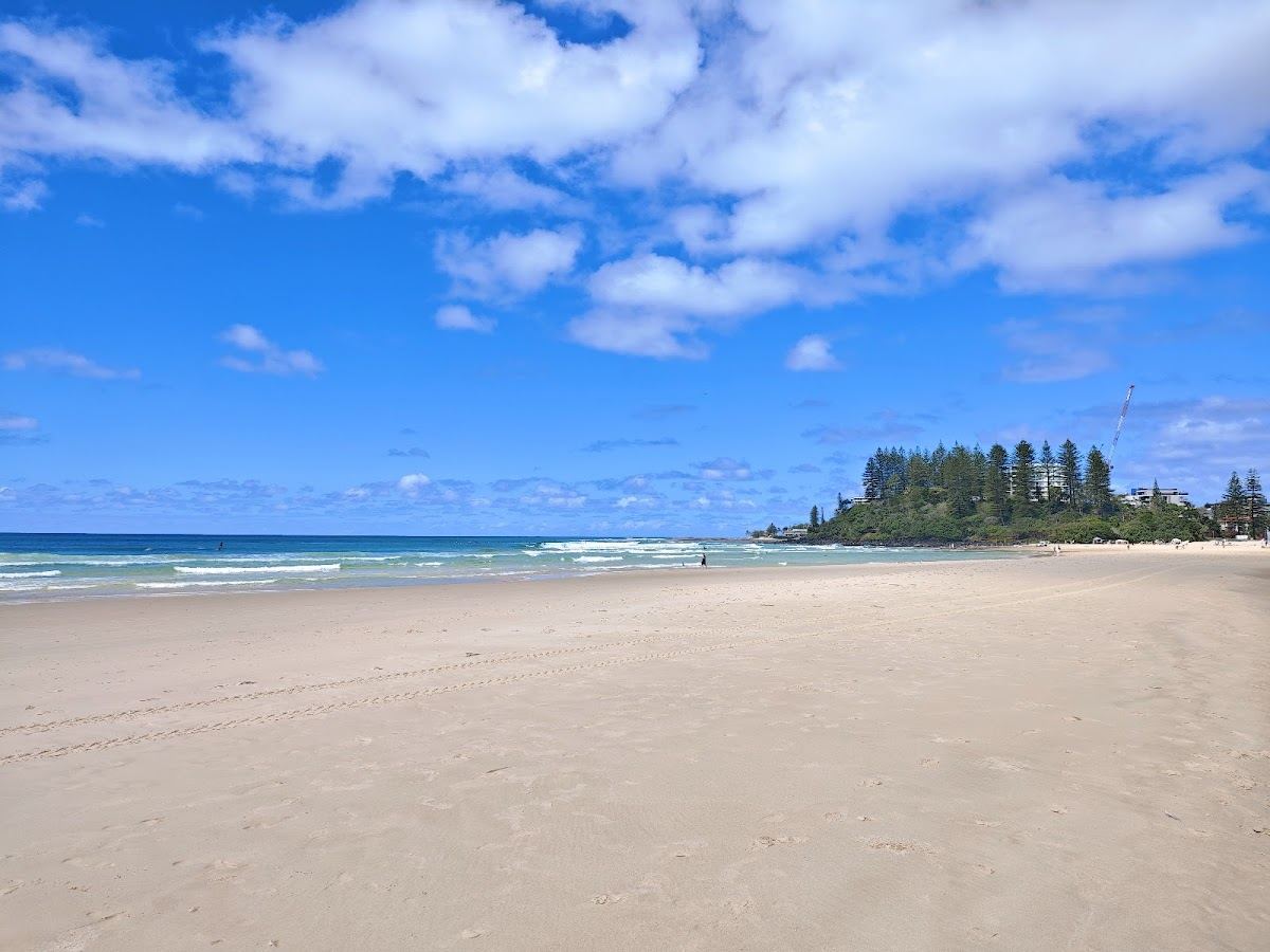 The relaxed patrolled beach at Coolangatta on the Queensland border