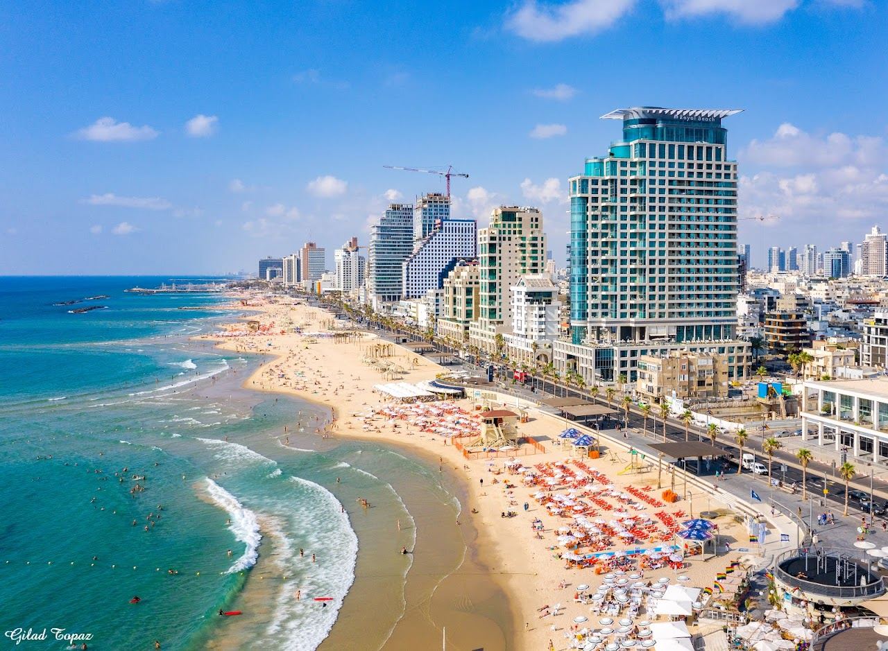 The soft sand and open sea of Aviv beach in southern Tel Aviv near Charles Clore park