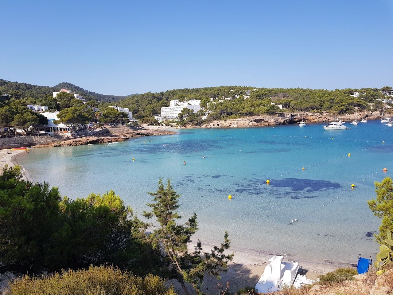 The calm shallow north coast coves of Portinatx on Ibiza