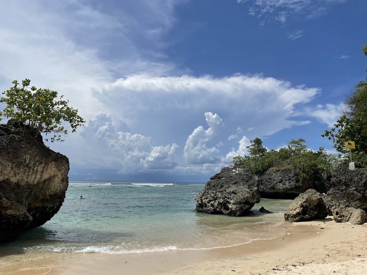 The cove and rock entrance at Padang Padang Beach in Bali