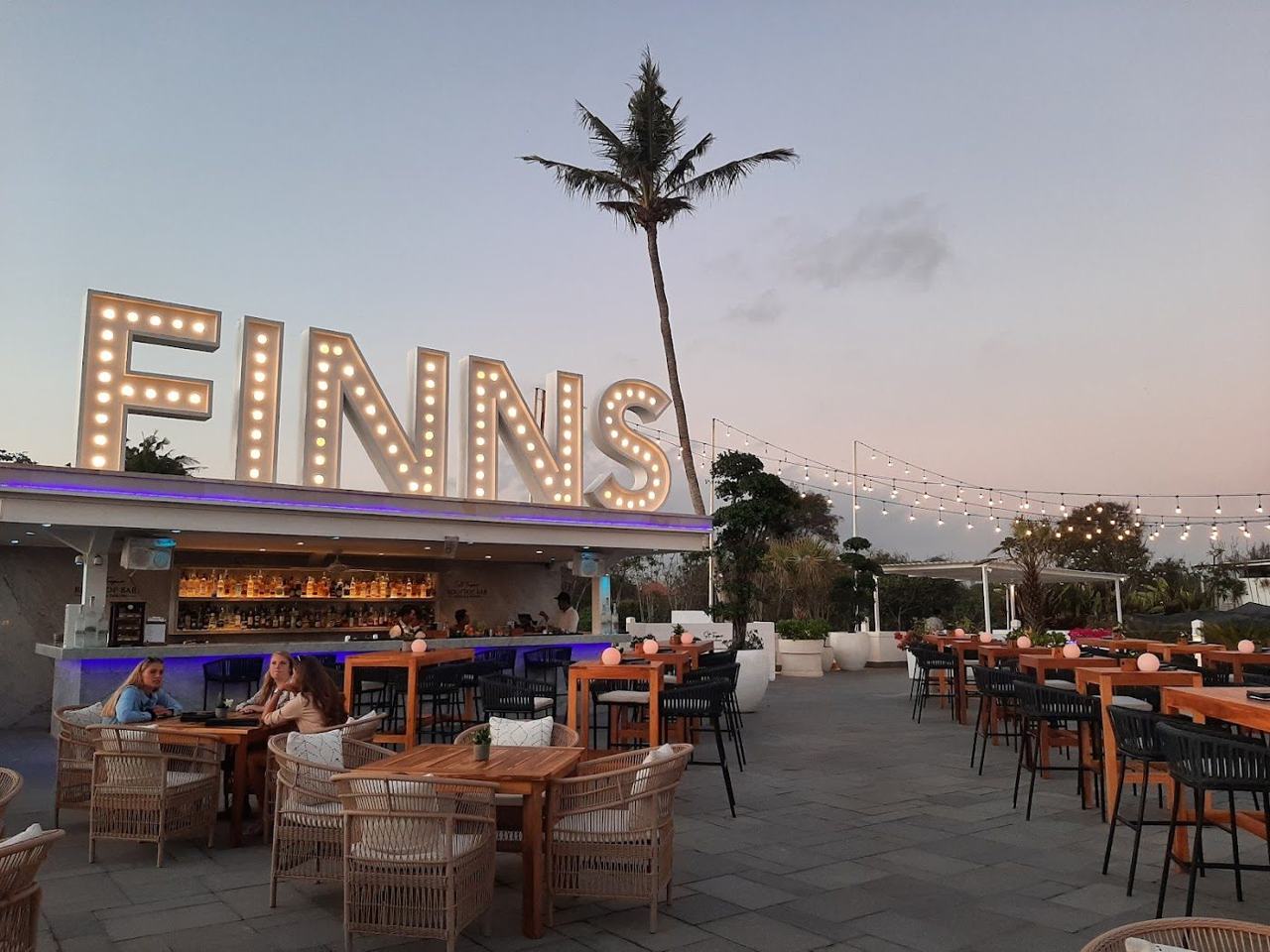 Large pool and daybeds at Finns Beach Club on Berawa Beach in Canggu