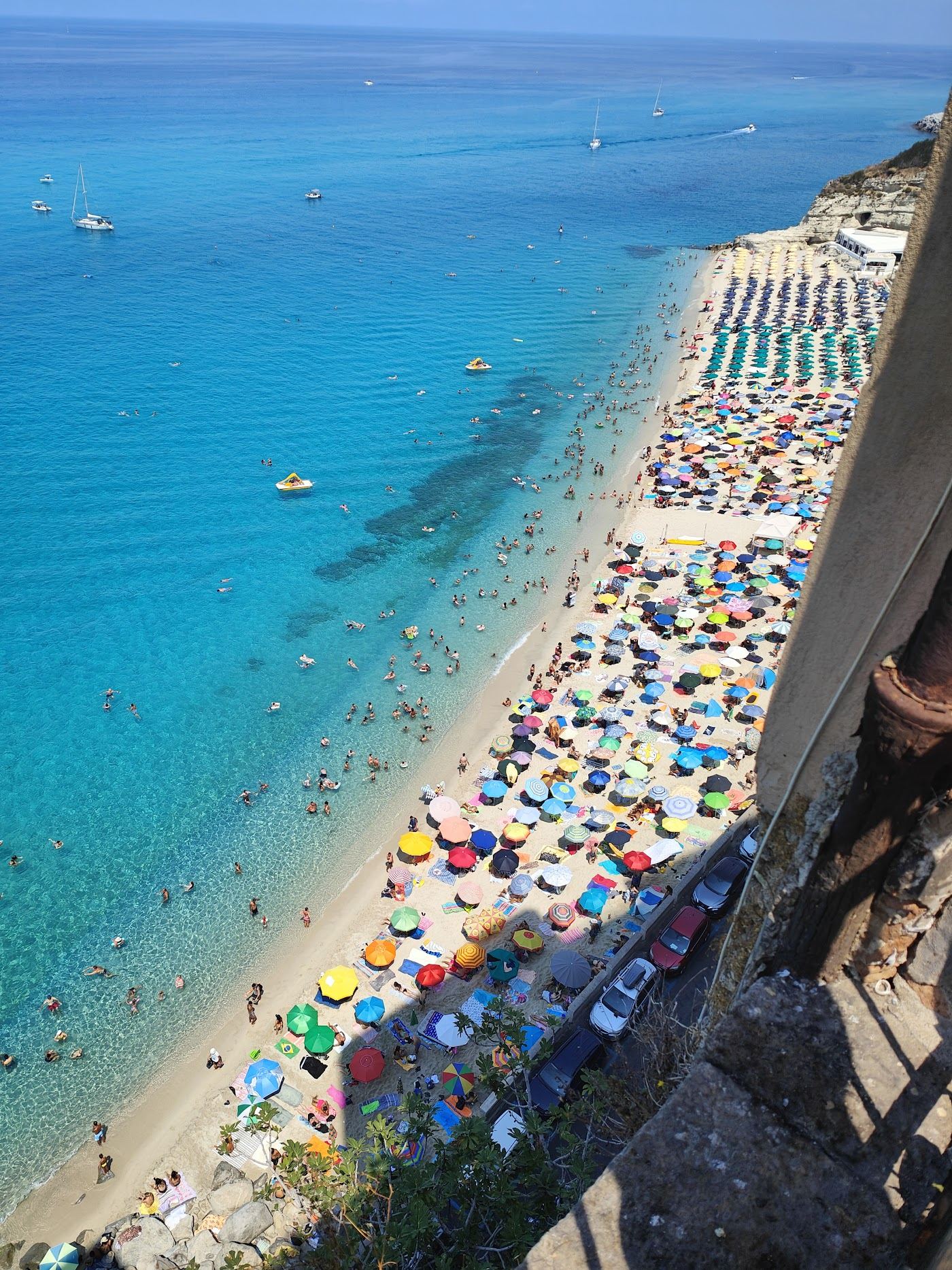 The clifftop old town of Tropea above its beach and turquoise sea in Calabria