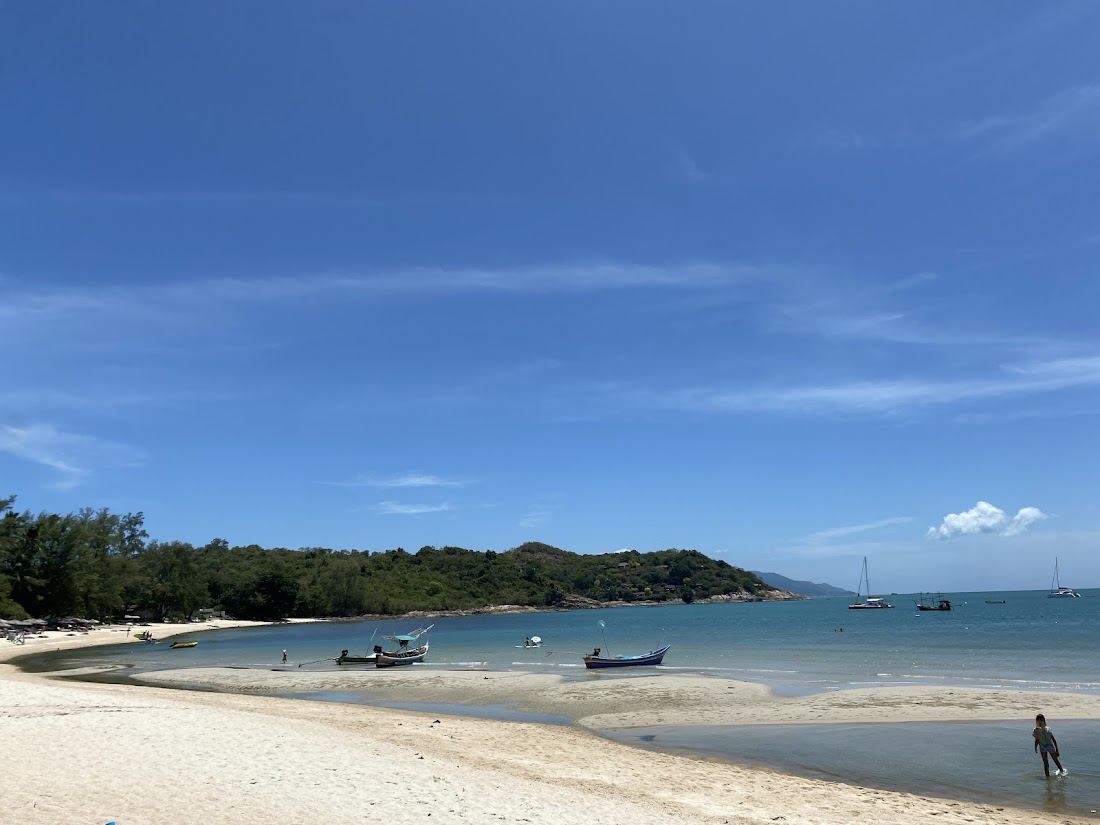The sheltered northeast bay and tidal islet of Choeng Mon on Koh Samui