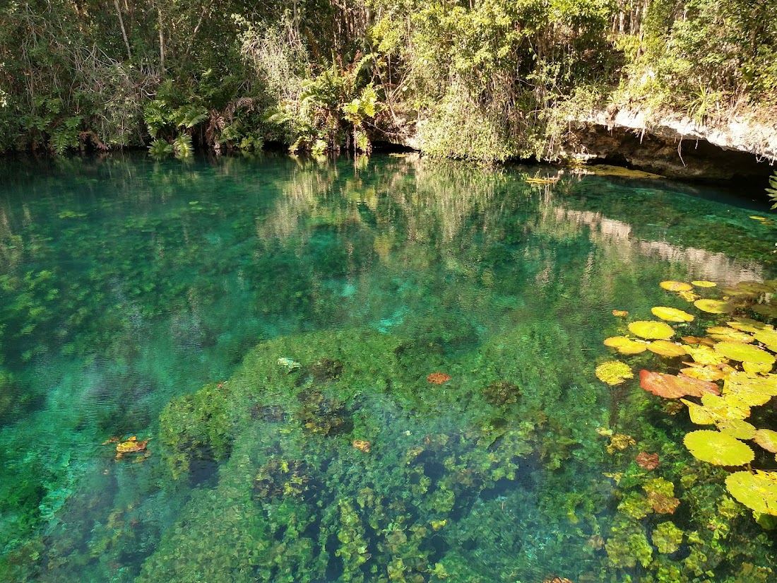 The quiet reef sheltered bay and calm water of Tankah Bay near Tulum