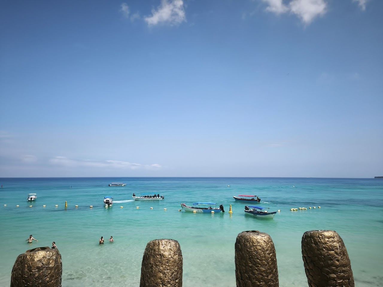 The white sand and turquoise shallows of Playa Blanca on Baru near Cartagena