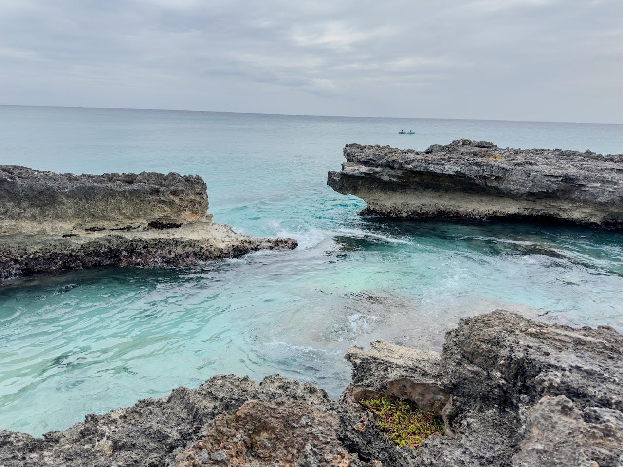 The sheltered snorkel cove and ironshore ledges at Smith Cove Grand Cayman