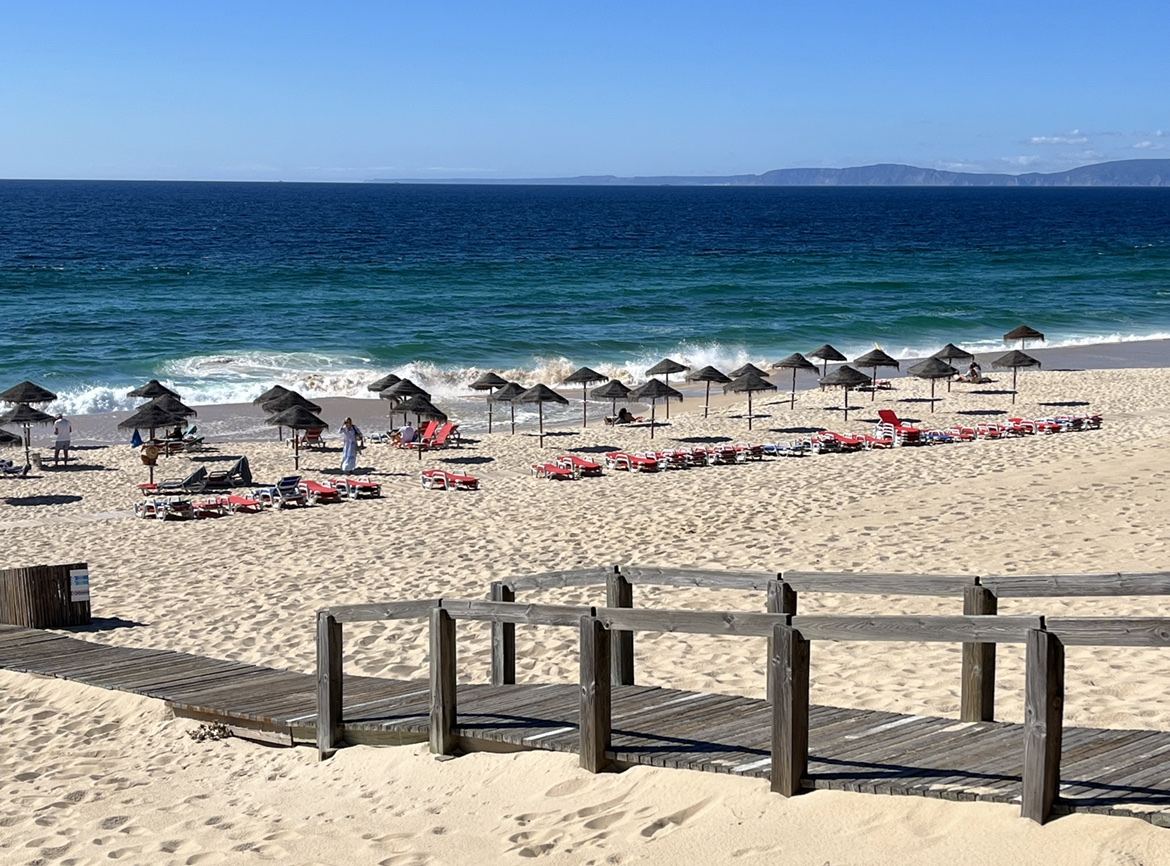 Empty stretch of wide Atlantic sand at Praia do Pego in Comporta