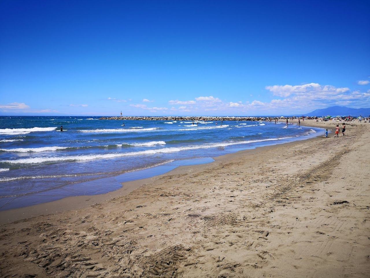 Long Mediterranean beach and calm sea on the Costa del Sol