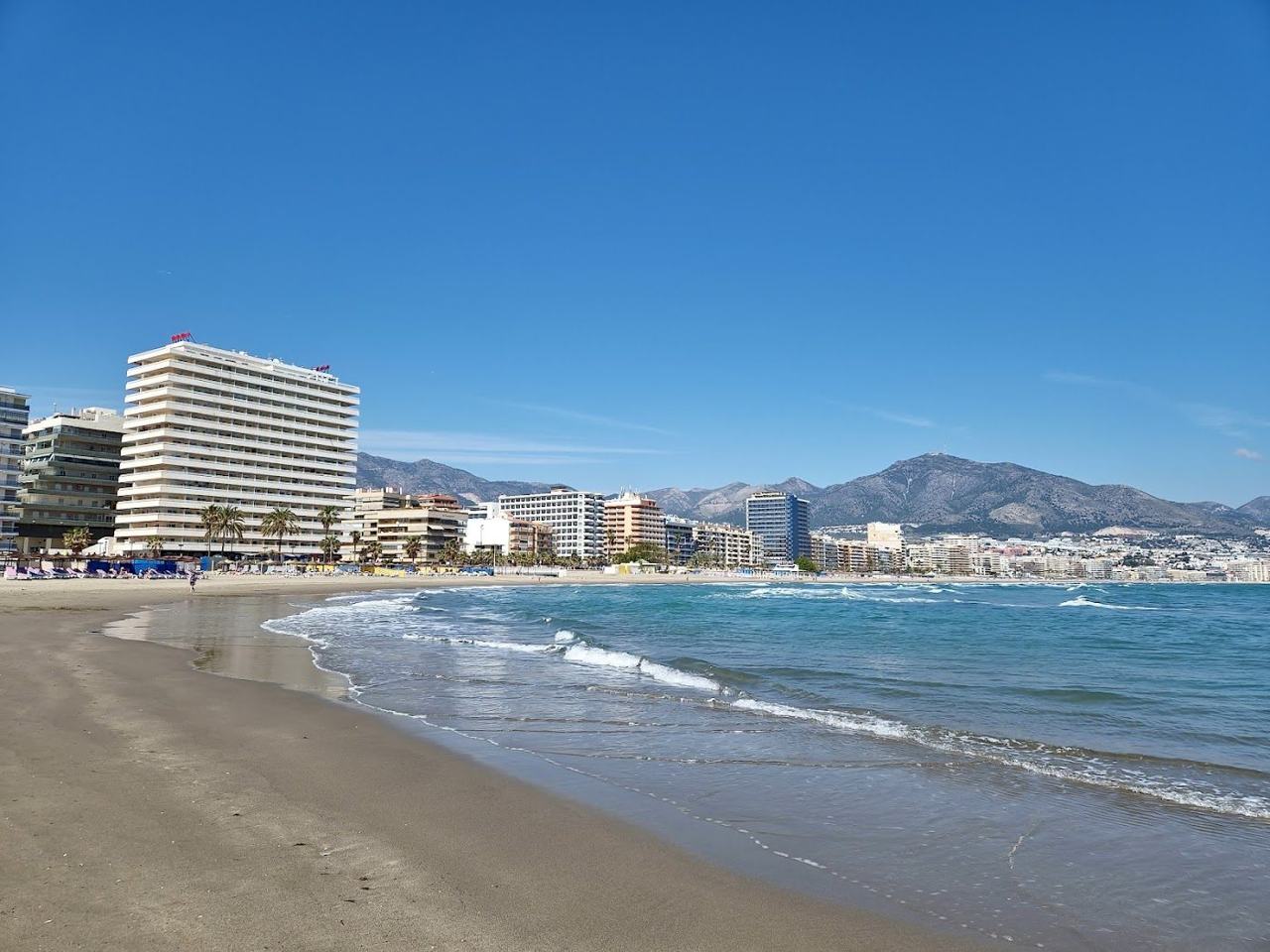 Fuengirola town beach and long promenade on the Costa del Sol