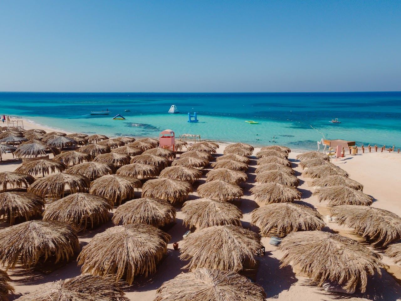 The white sand and clear turquoise water of the protected national park island of Giftun near Hurghada on the Red Sea in Egypt