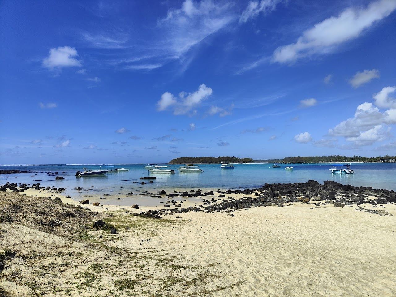 Calm clear water over coral in the marine park at Blue Bay near Mahebourg in Mauritius