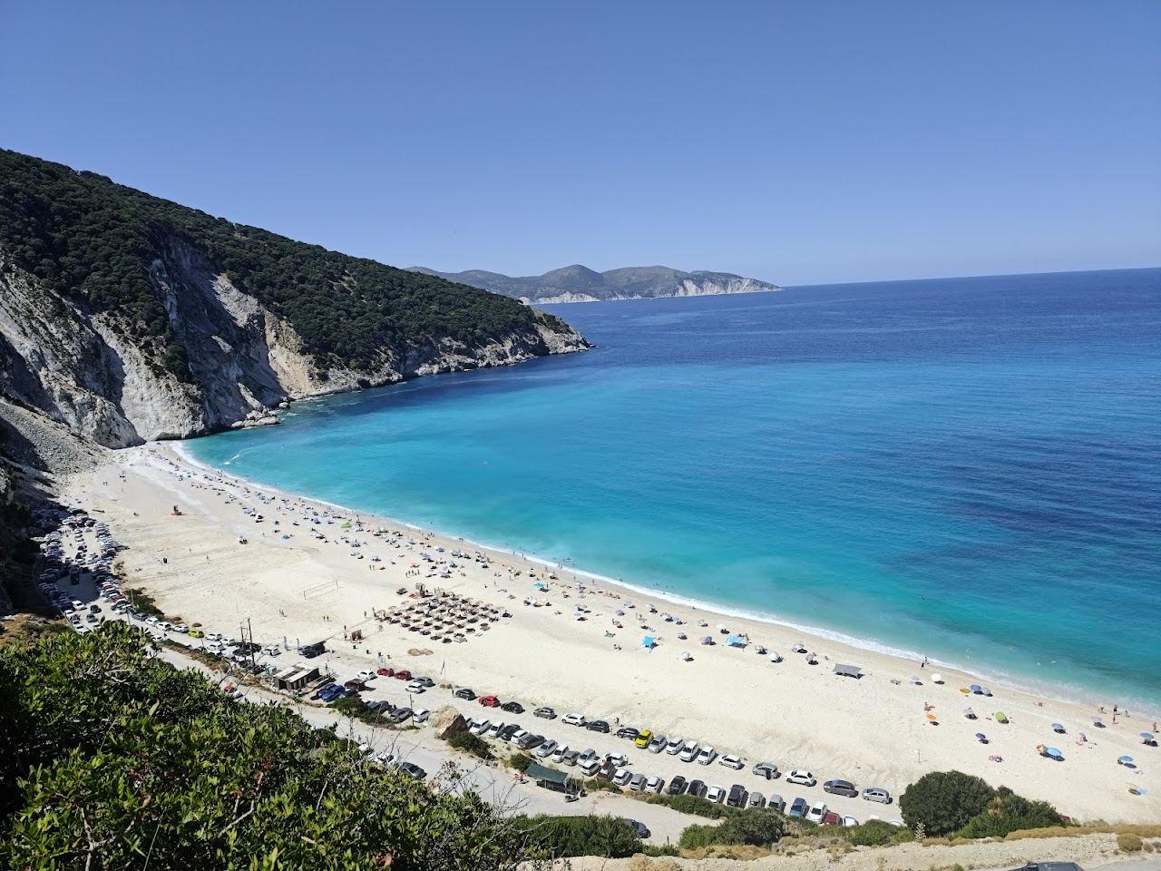 White pebbles and electric blue water at Myrtos beach in Kefalonia