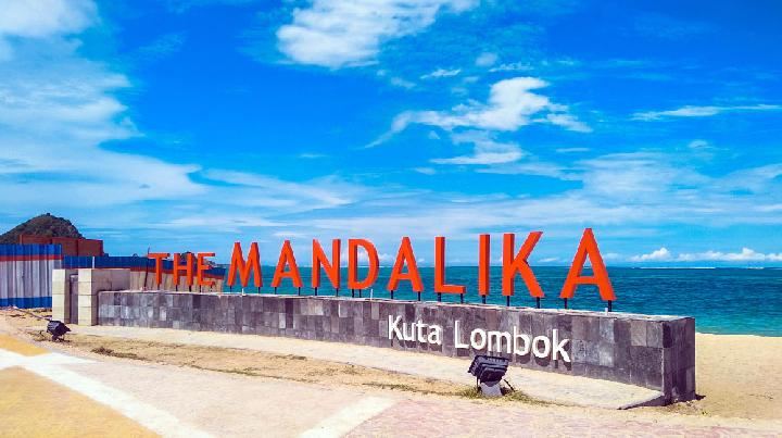 The town beach and bay at Kuta Lombok on the Mandalika coast