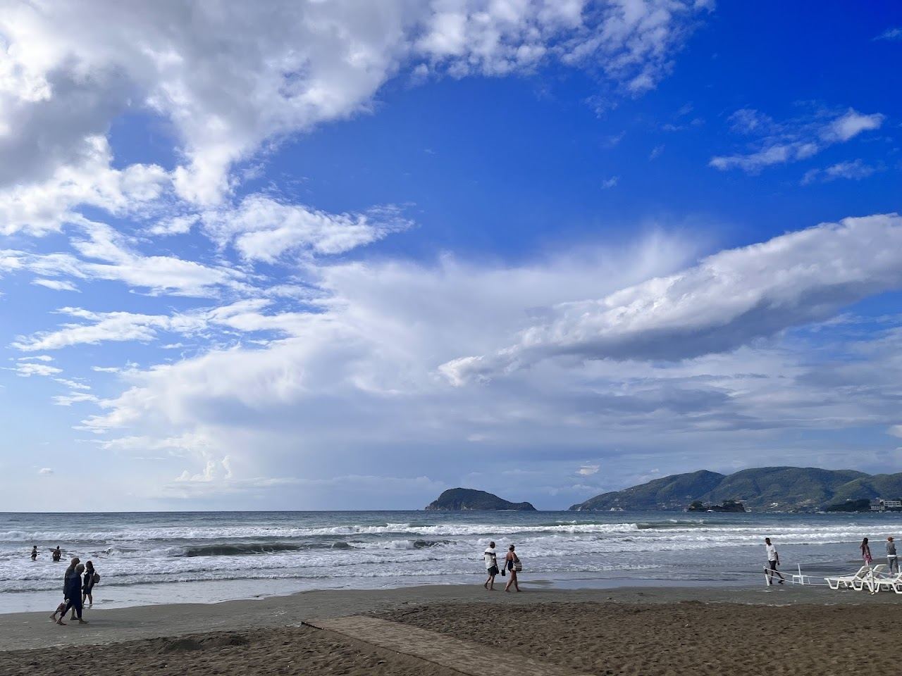 The long shallow golden sand of Laganas beach on the marine park bay of Zakynthos
