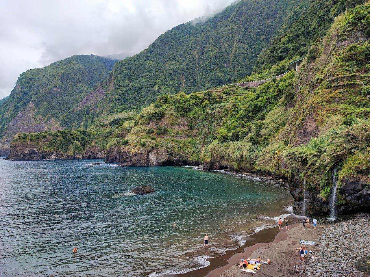Volcanic coast and deep blue Atlantic water on the island of Madeira