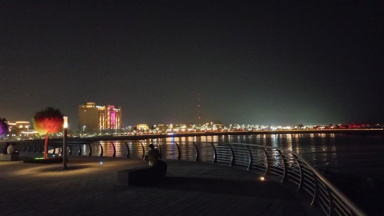 Soft sand and calm clear Gulf water on the public stretch of Al Marjan Island in Ras Al Khaimah