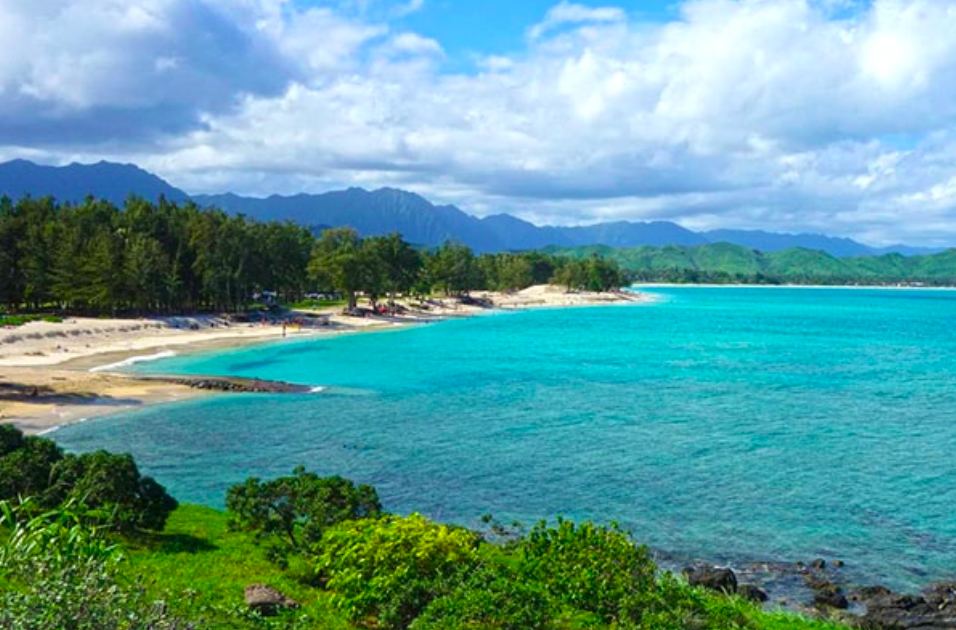 Map view of Kailua Beach Park on the windward coast of Oahu