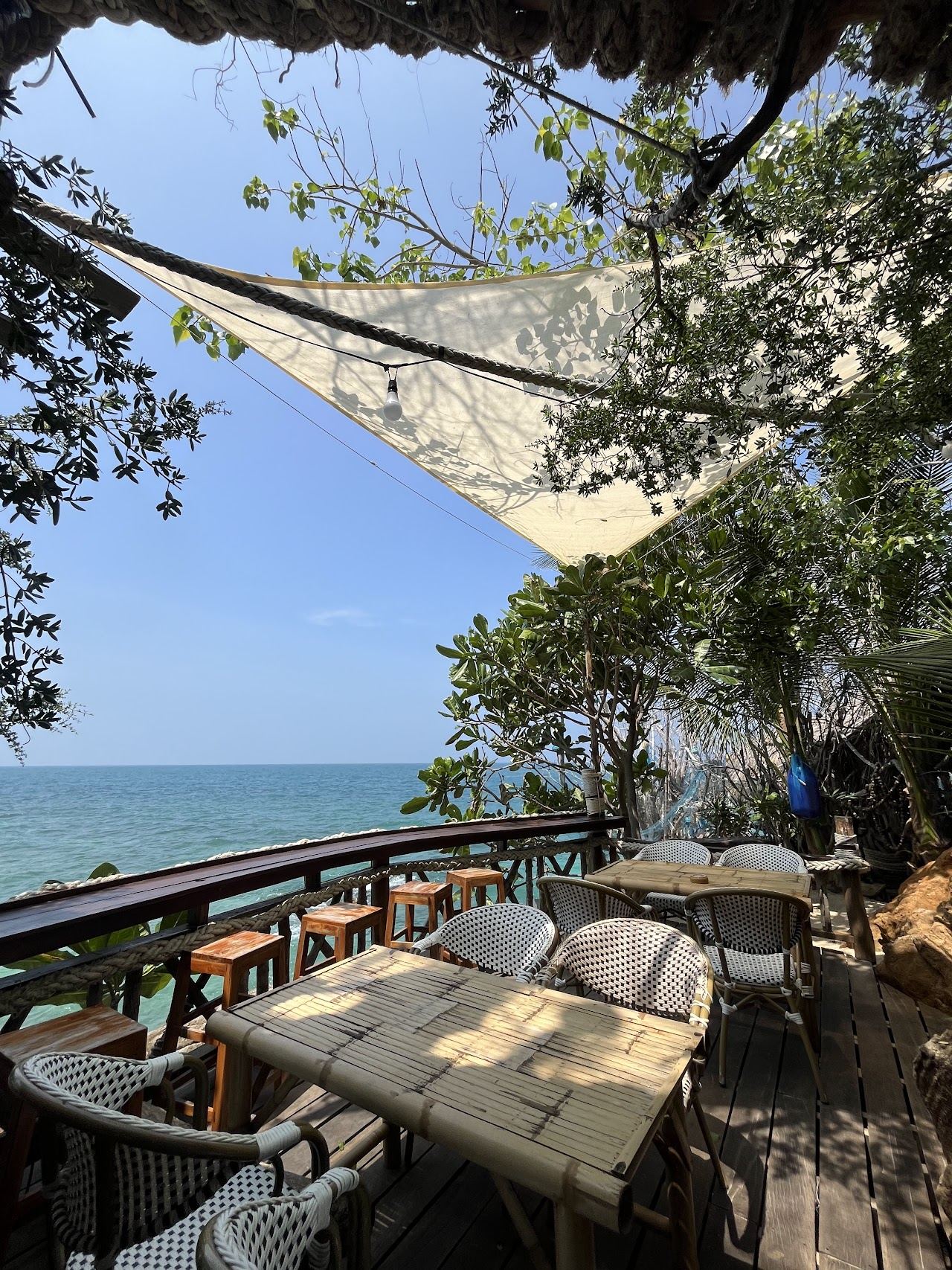 Wooden ship styled Pirates Bar built on the rocks above the sea at Haad Chao Phao in Koh Phangan