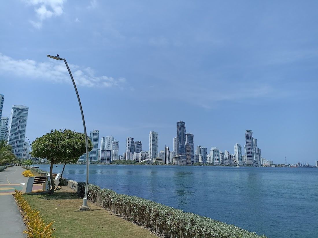 The residential waterfront and quiet sand of Castillogrande in Cartagena