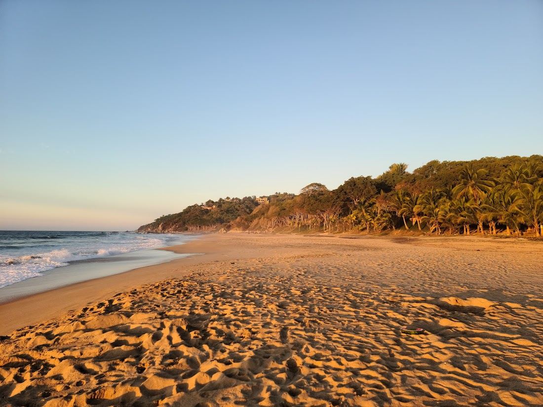 The empty sand and jungle backdrop of Playa Patzcuarito near Sayulita