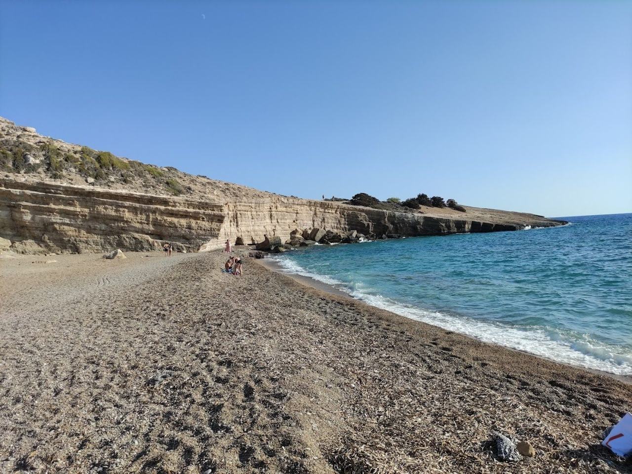 Quiet pebble coves backed by hills at Fourni on the southwest of Rhodes