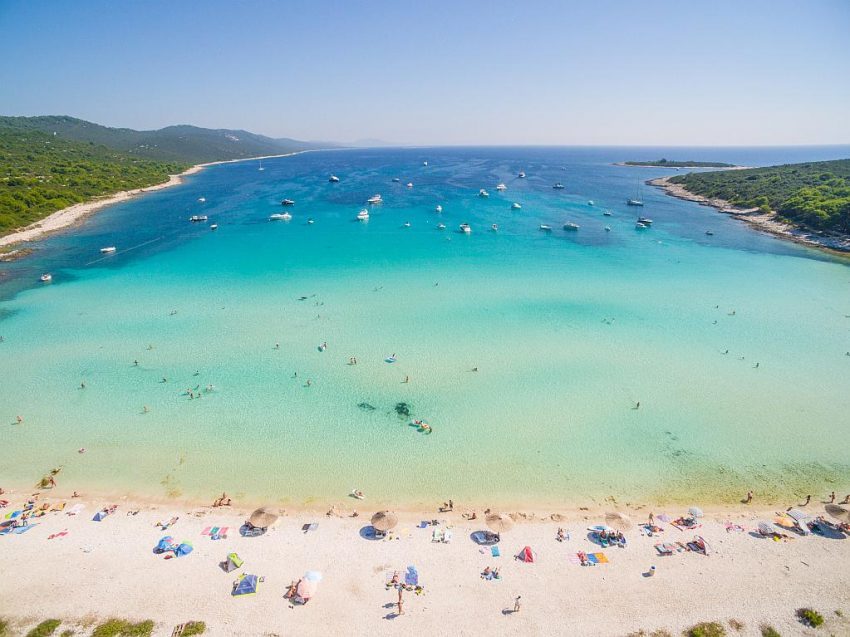 Pale shallow water at Sakarun Beach on Dugi Otok in Dalmatia