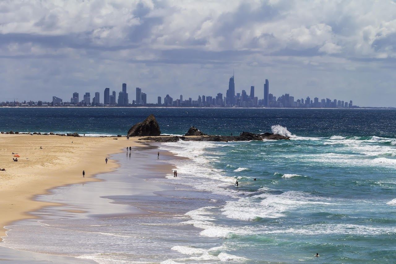 The creek mouth and gentle point wave at Currumbin Alley on the Gold Coast