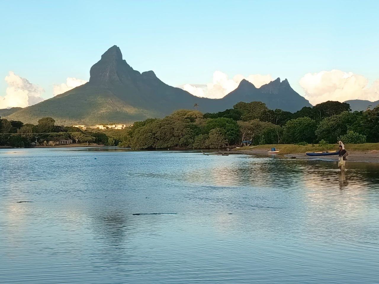 A second view of Tamarin Bay and its open surf on the west coast of Mauritius