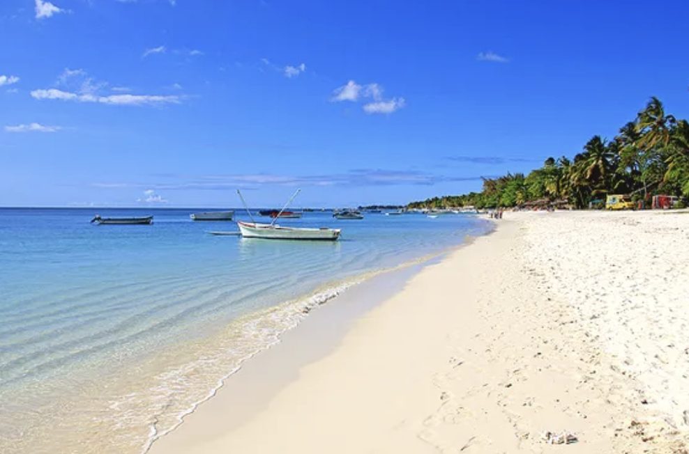 Trou aux Biches in Mauritius, a calm shallow turquoise lagoon and soft white sand
