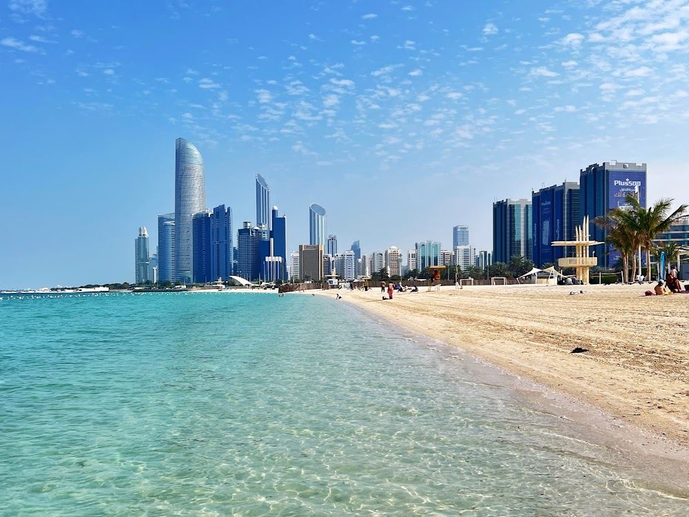 Free groomed sand and calm water on the Al Sahel section of the Abu Dhabi Corniche